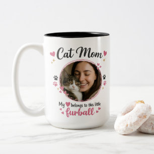 Benutzerdefinierter Katzen-Mama-Becher mit Foto – Zweifarbige Tasse