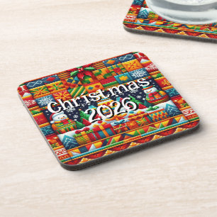 Benutzerdefinierter Kente-Stoff-Feiertags-Unterset Getränkeuntersetzer