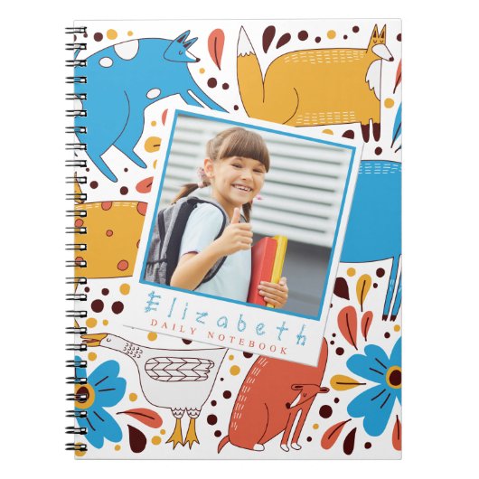 Benutzerdefinierter Kid-Name und Foto-Tier-Noteboo Notizblock (Vorderseite)