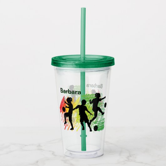 Benutzerdefinierter Kindersoccer Acryltrinkbecher (Vorderseite)