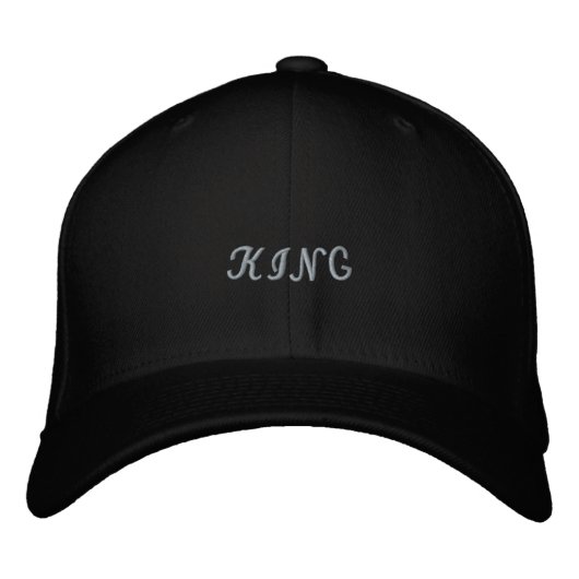 Benutzerdefinierter King-Text Basic Flexfit Wolle  Bestickte Baseballkappe (Vorderseite)
