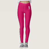 Benutzerdefinierter Klassischer Monogramm-Rotweiß Leggings (Vorderseite)