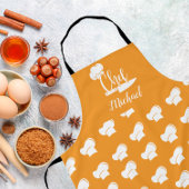 Benutzerdefinierter Koch mit Name Orange & White K Schürze