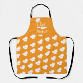 Benutzerdefinierter Koch mit Name Orange & White K Schürze (Vorderseite)