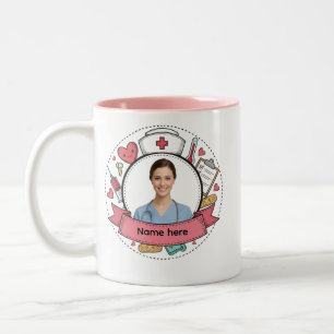Benutzerdefinierter Krankenpfleger-Fotomug mit Nam Zweifarbige Tasse