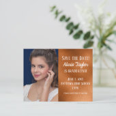 Benutzerdefinierter Kupfer-Abschluss Save the Date Postkarte (Stehend Vorderseite)