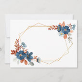 Benutzerdefinierter leerer blauer Blumen-Goldrahme Save The Date (Vorderseite)
