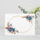 Benutzerdefinierter leerer blauer Blumen-Goldrahme Save The Date (Stehend Vorderseite)