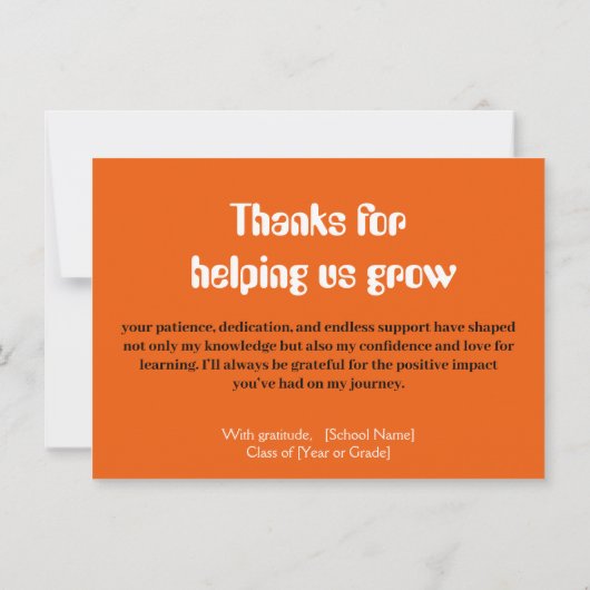 Benutzerdefinierter Lehrer Dankeschön-Karte Einladung (Rückseite)