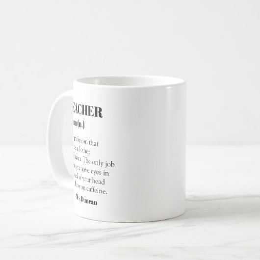 Benutzerdefinierter Lehrer Definition Word-Geschen Kaffeetasse (Vorderseite Links)