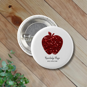 Benutzerdefinierter Lehrer Name Red Apple Imitats  Button