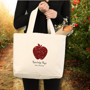 Benutzerdefinierter Lehrer Name Red Apple Imitats Jumbo Stoffbeutel