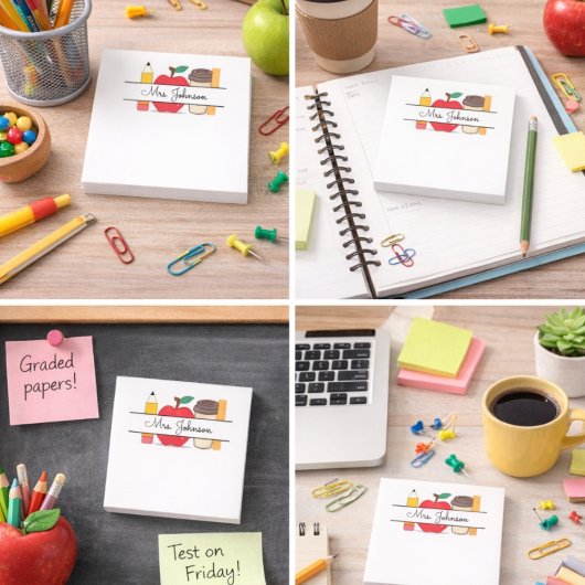 Benutzerdefinierter Lehrername Apple Pencil Lineal Post-it Klebezettel