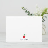 Benutzerdefinierter Lehrername Apple Schreibwaren Dankeskarte (Stehend Vorderseite)