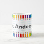Benutzerdefinierter Lehrername Bunte Stifte Tasse (Mittel)
