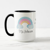 Benutzerdefinierter Lehrername Rainbow Personalisi Tasse (Links)