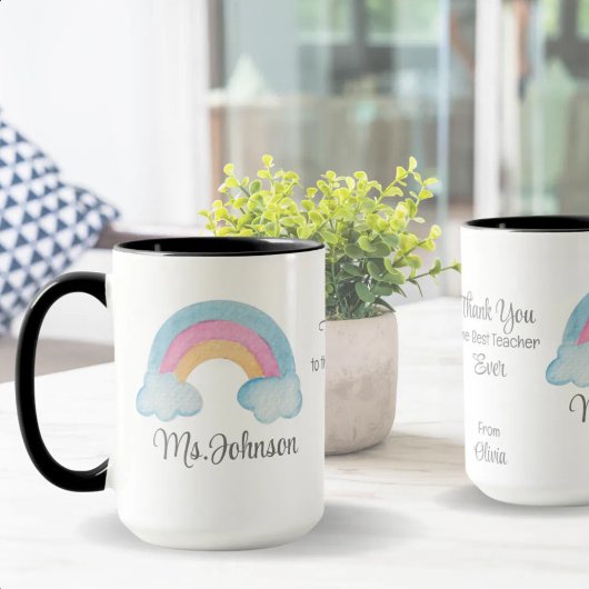 Benutzerdefinierter Lehrername Rainbow Personalisi Tasse