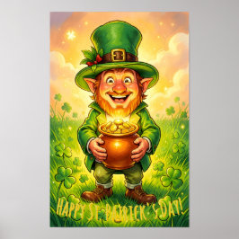Benutzerdefinierter Leprechaun Gnom Frohen St. Pat Poster
