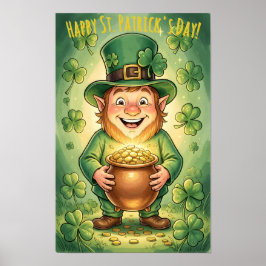 Benutzerdefinierter Leprechaun Gnom Frohen St. Pat Poster