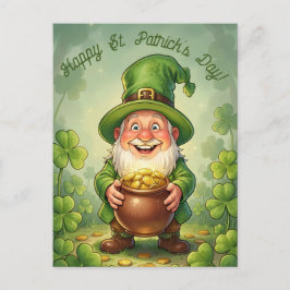 Benutzerdefinierter Leprechaun Gnom Frohen St. Pat Postkarte