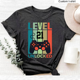 Benutzerdefinierter Level 21 Unlock Video Gamer 21 T-Shirt