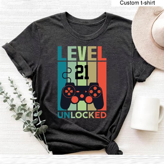 Benutzerdefinierter Level 21 Unlock Video Gamer 21 T-Shirt