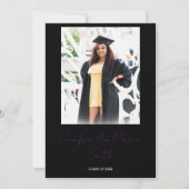 Benutzerdefinierter Lila Abschluss mit Back-Foto Einladung (Rückseite)