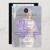 Benutzerdefinierter Lila Abschluss mit Back-Foto Einladung (Vorne/Hinten)