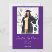 Benutzerdefinierter Lila Abschluss mit Back-Foto Einladung (Rückseite)