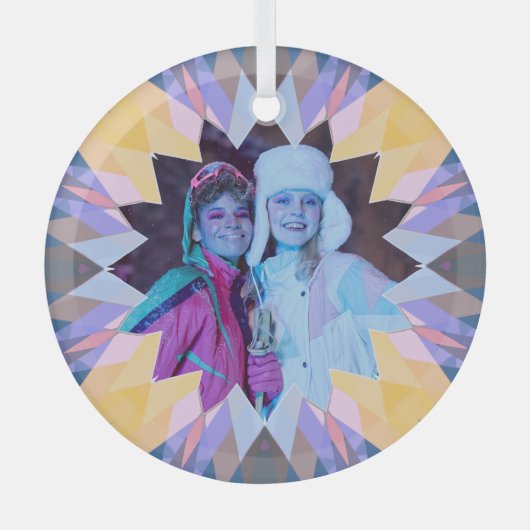 Benutzerdefinierter lila gelber Weihnachtsstern-Fo Ornament Aus Glas (Vorderseite)