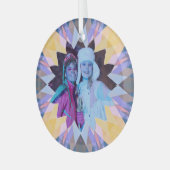 Benutzerdefinierter lila gelber Weihnachtsstern-Fo Ornament Aus Glas (Vorderseite links)