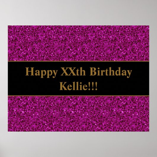 Benutzerdefinierter Lila Glitzer mit Message Birth Poster (Vorne)