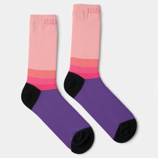 Benutzerdefinierter Lila hellrosa Farbblock Socken (Rechts)