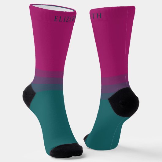 Benutzerdefinierter Lila roter Aquamariner grüner Socken (Gewinkelt)