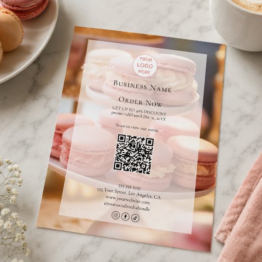 Benutzerdefinierter Logo-Bäckerei-Foto-QR-Code Flyer