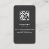Benutzerdefinierter Logo-Foto-QR-Code Modern  Visitenkarte (Rückseite)