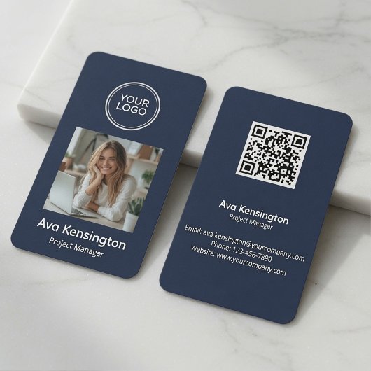 Benutzerdefinierter Logo-Foto-QR-Code Visitenkarte