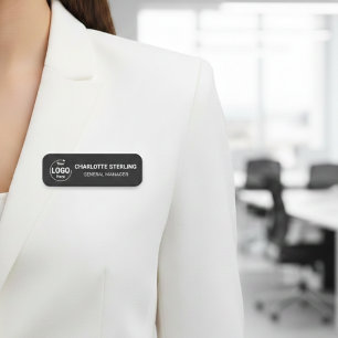Benutzerdefinierter Logo-Mitarbeiter schwarzer mag Namensschild