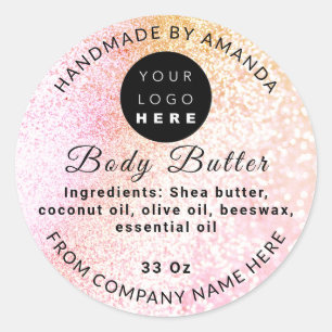 Benutzerdefinierter Logo Name BodyButter Kosmetik  Runder Aufkleber
