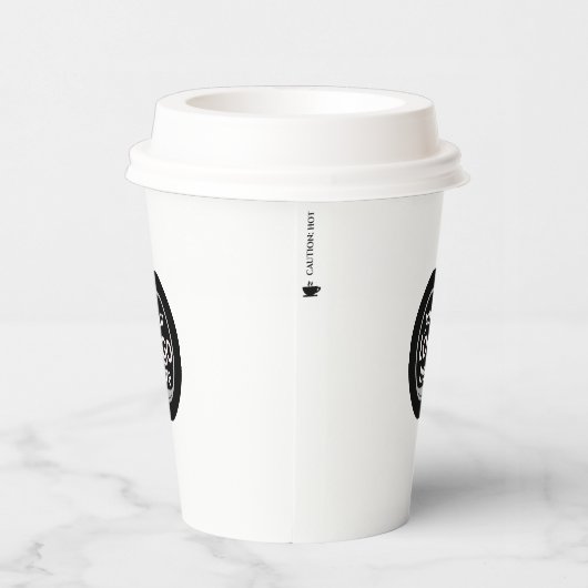 Benutzerdefinierter Logo-Papier-Cup mit "Vorsicht Pappbecher (Rechts)