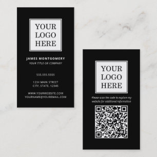 Benutzerdefinierter Logo-QR-Code Professional Schw Visitenkarte