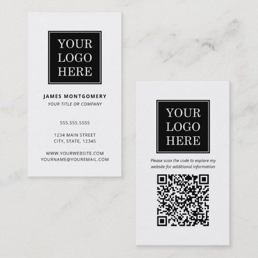 Benutzerdefinierter Logo-QR-Code Professional Visitenkarte (Vorne/Hinten)