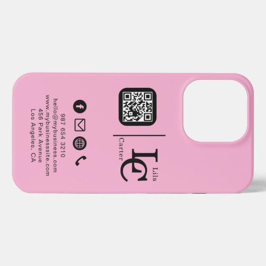 Benutzerdefinierter Logo-QR-Code Rosa Business iPh iPhone Hülle (Rückseite (Horizontal))