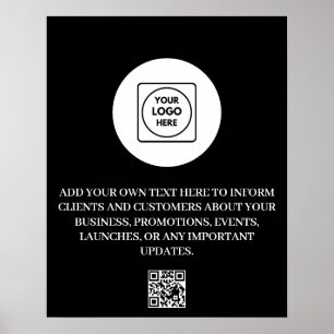 Benutzerdefinierter Logo-QR-Code schwarzes Markenm Poster