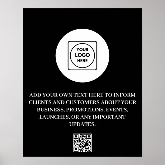 Benutzerdefinierter Logo-QR-Code schwarzes Markenm Poster (Vorne)