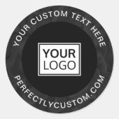 Benutzerdefinierter Logo-Text dunkelmarmores Grenz Runder Aufkleber (Vorderseite)