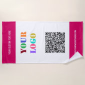 Benutzerdefinierter Logo Text QR Code Strandtuch I (Vorderseite)