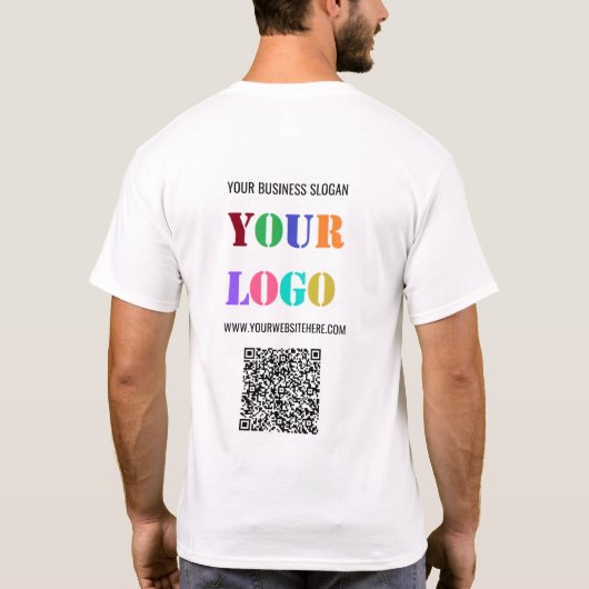 Benutzerdefinierter Logo-Text und QR-Code Business T-Shirt (Rückseite)