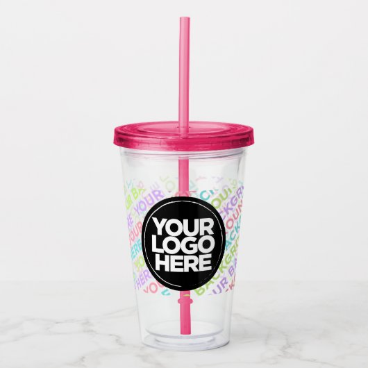 Benutzerdefinierter Logo-Tumbler mit Strohhalm Acryltrinkbecher (Vorderseite)