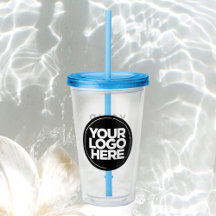 Benutzerdefinierter Logo-Tumbler mit Strohhalm